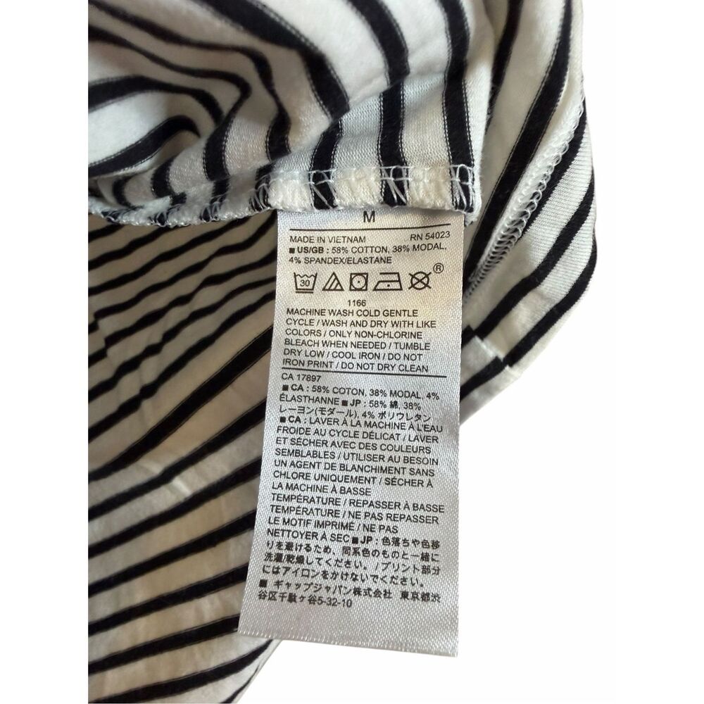 Banana Republic NWOT Stripe Crew Neck Long Sleeve T-Shirt Black White Medium - Picture 6 of 7